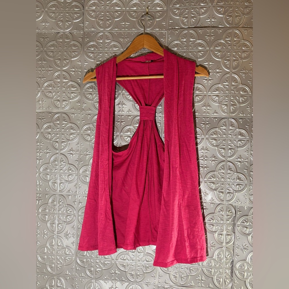 Wet seal hot bright pink Duster Vest cardigan Y2K 2000s nostalgia